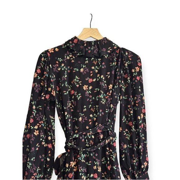 MAJE ROSALIO‎ WRAP DRESS, Size M/2, Black Floral Print, NWT - Picture 5 of 15